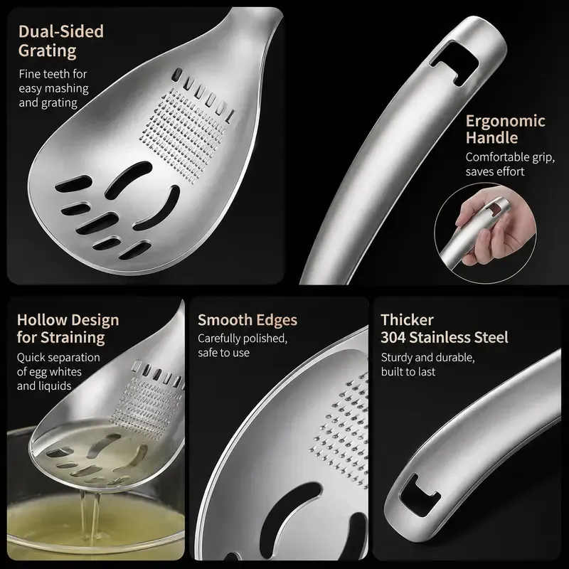 Easy-clean space-saving kitchen spoon